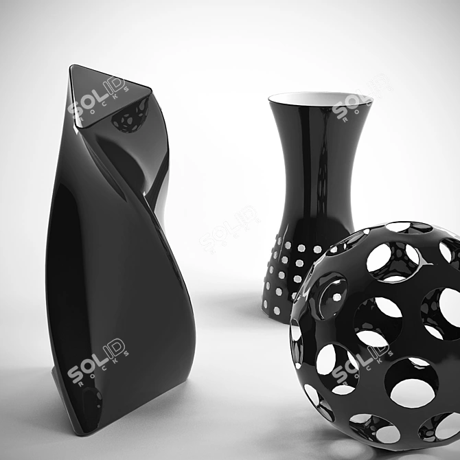 Designer Vases Set 3D model image 1