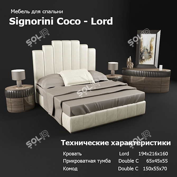 Italian Signorini Coco Lord Bed 3D model image 1