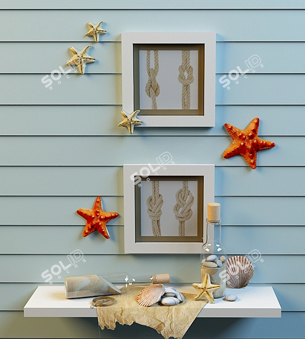 Marine-inspired Interior Decor Set 3D model image 1