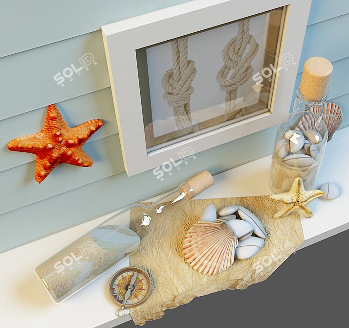 Marine-inspired Interior Decor Set 3D model image 2