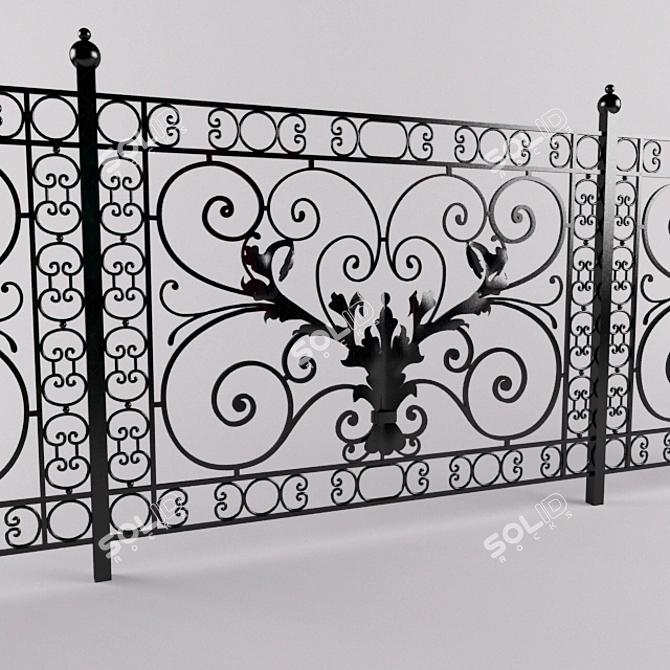 Modular Forged Fence 3D model image 1