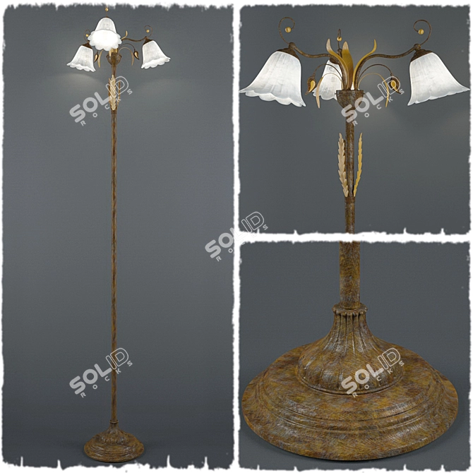 WUNDERLICHT Autumn Garden: Floral Metal and Glass Floor Lamp 3D model image 1