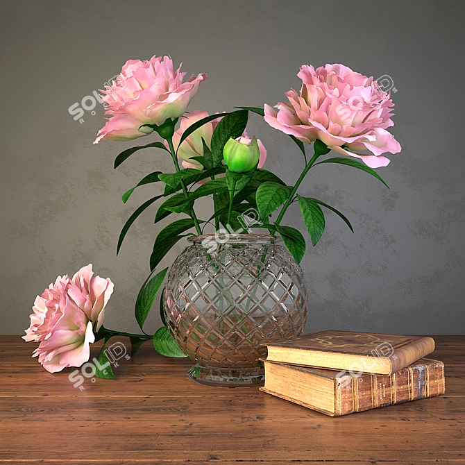 Vintage Blooms and Books 3D model image 1