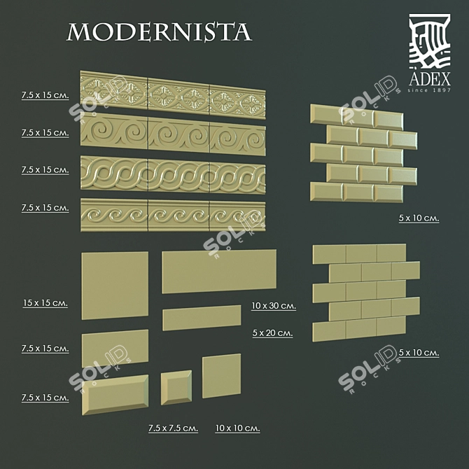 Title: Geometric Inlay Modernista 3D model image 1