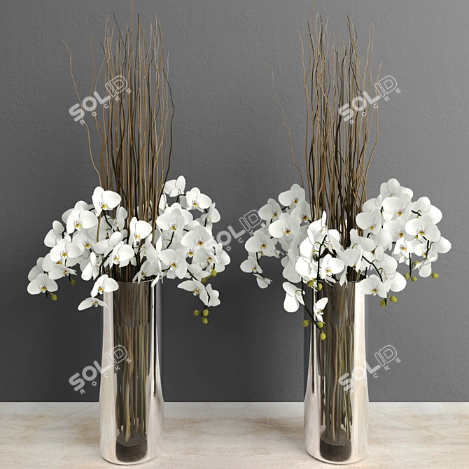 Elegant Orchid Willow Bouquet 3D model image 1