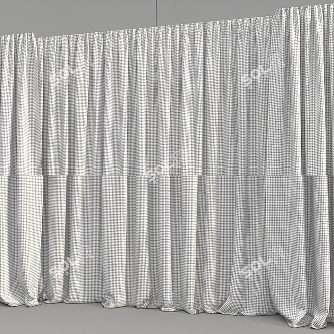 Elegant Tulle Curtains - Set of 3 3D model image 3