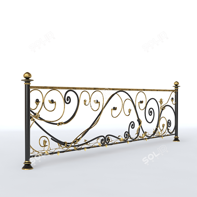 Elegant Iron Stair Guard 3D model image 2