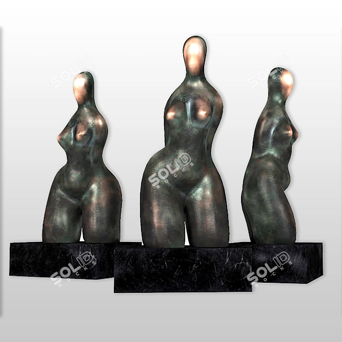 Bronze Primitivism Sculpture "Daria 3D model image 1