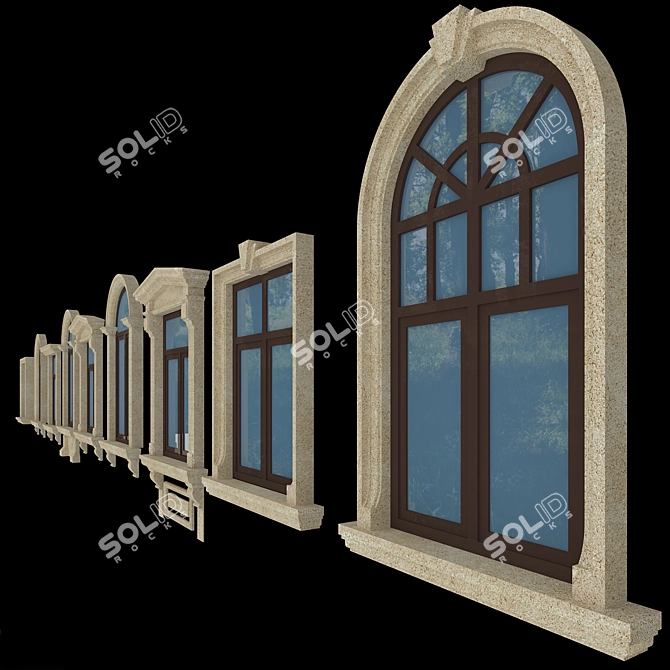 Title: Textured Window Trim, 180-130 Dimensions 3D model image 3