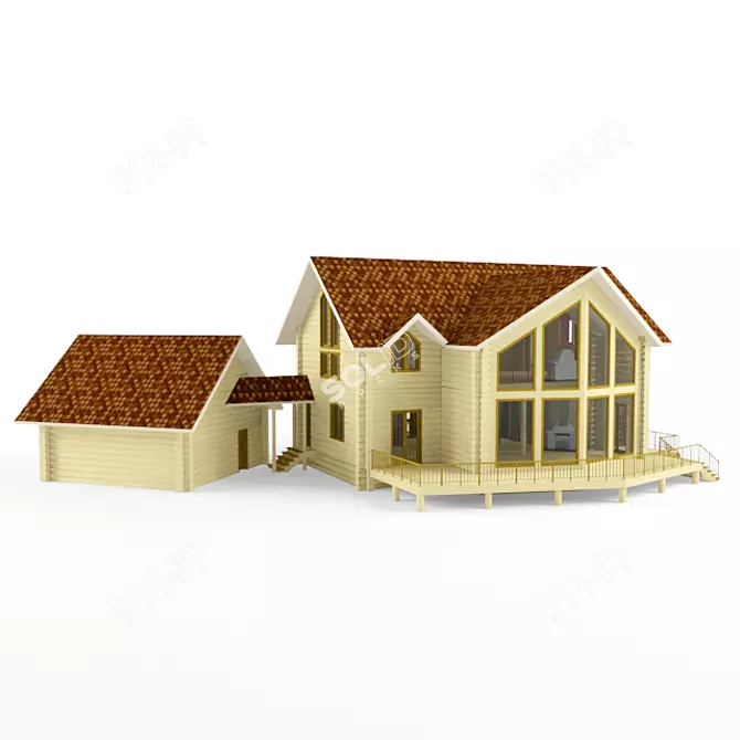 Title: Wooden Garage House 3D model image 1