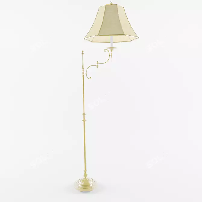 Vintage Brass Swing Arm Floor Lamp 3D model image 1