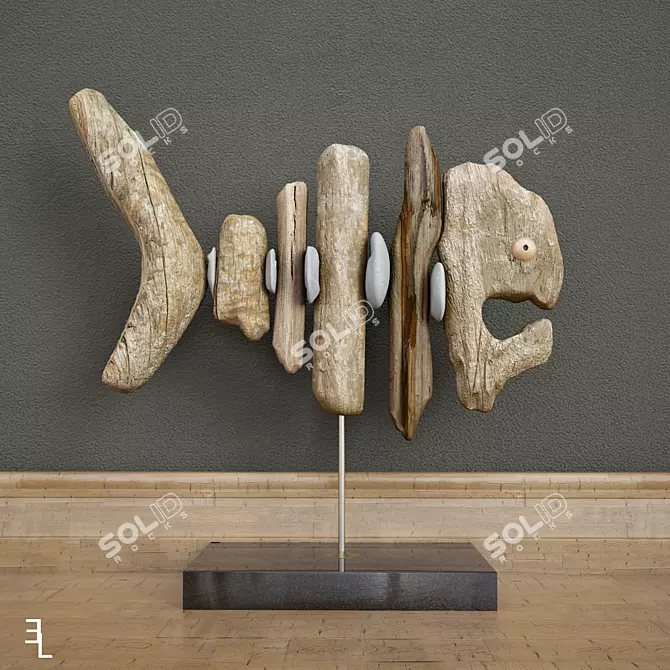 Wooden Fish Sculpture 3D model image 1