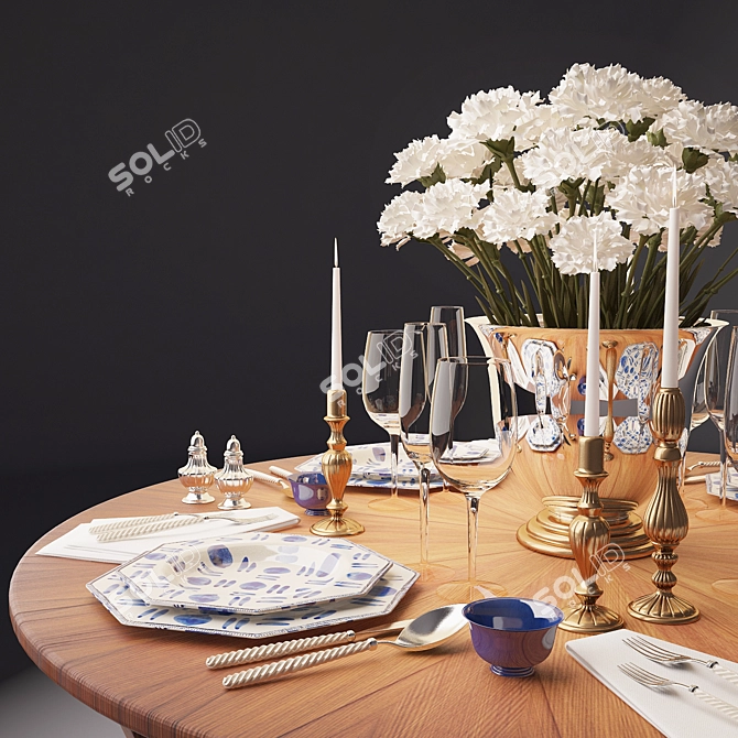 Oscar de la Renta White Carnation Set 3D model image 2