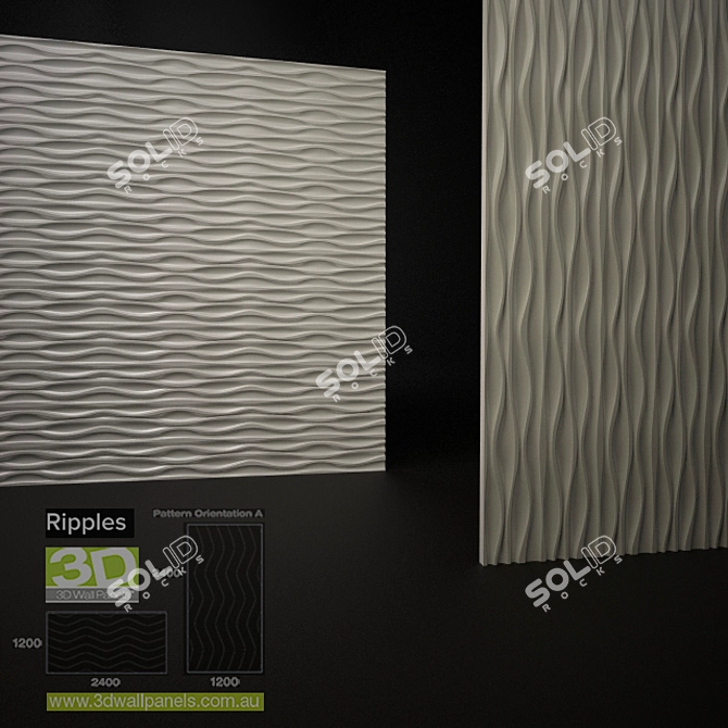 Ripples 3D Wall Panels 3D model image 1