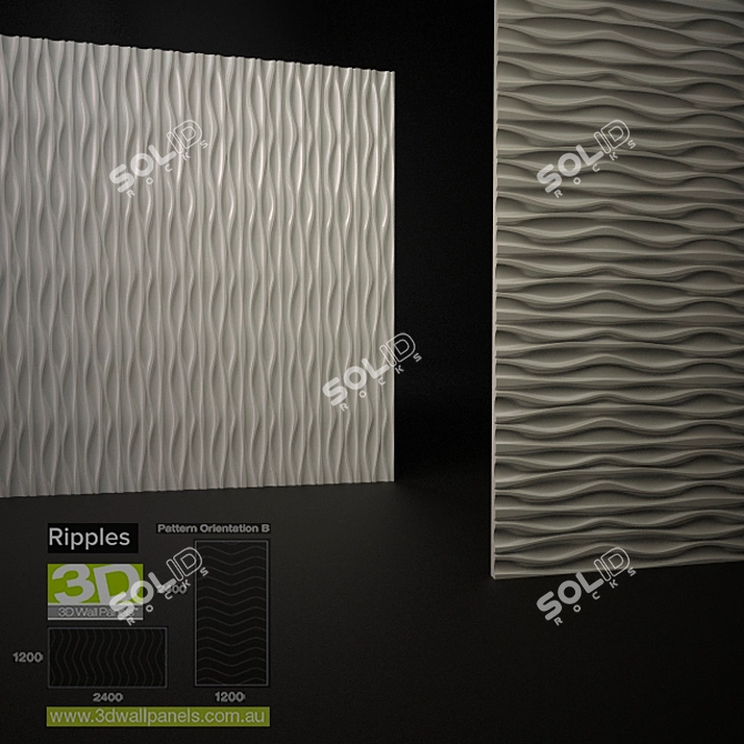 Ripples 3D Wall Panels 3D model image 2