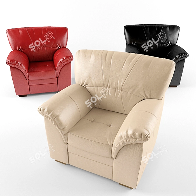 Modern Leather Accent Chair 3D model image 1