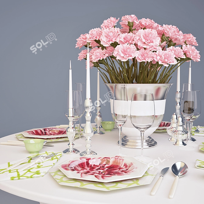 Oscar de la Renta Rose Dinnerware 3D model image 2