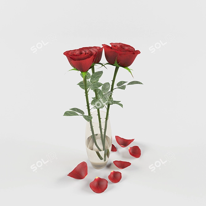 Elegant Roses in a Vase 3D model image 2