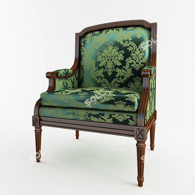 Elegant Carved Armchair by FRANCESCO MOLON 3D model image 1