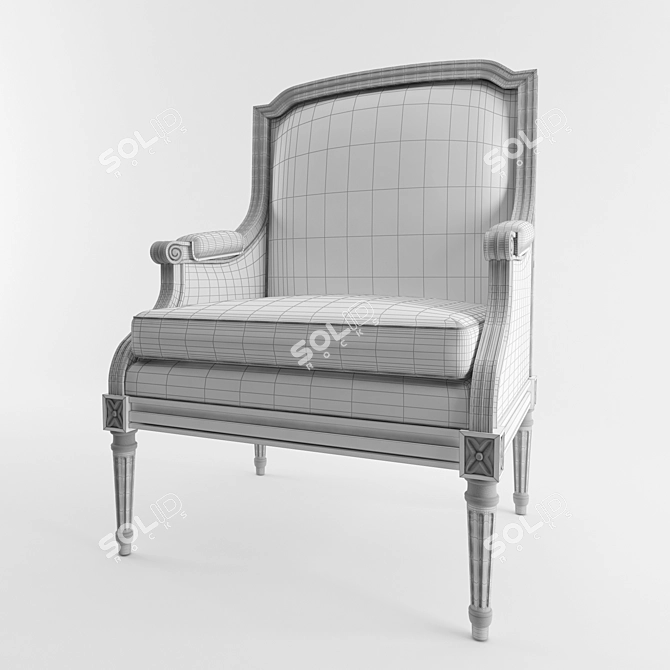 Elegant Carved Armchair by FRANCESCO MOLON 3D model image 2