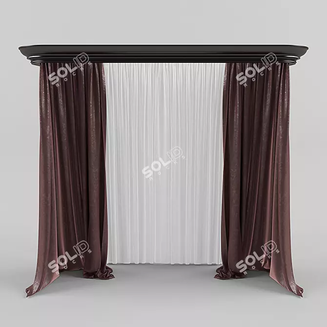 Elegant Window Drapes 3D model image 1