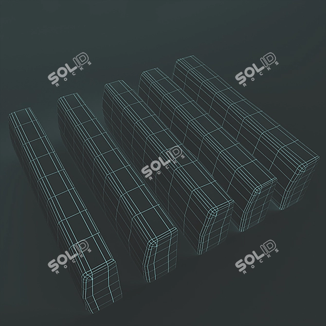 Versatile Border Stones - Set of 5 - 300x150x1000mm 3D model image 3