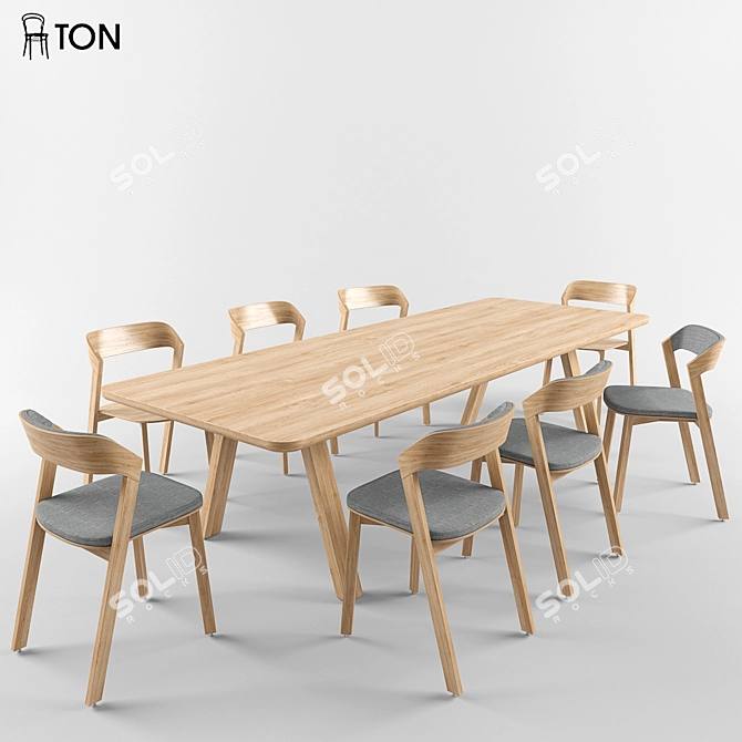 Elegant Merano Chair + Stelvio Table 3D model image 1