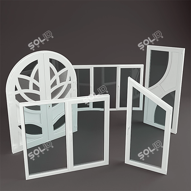 Custom PVC Windows & KBE Profile Doors 3D model image 1