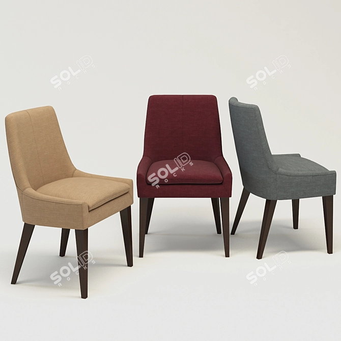 Modern Fabric Dining Chair: 3D Model with Vray Materials 3D model image 1