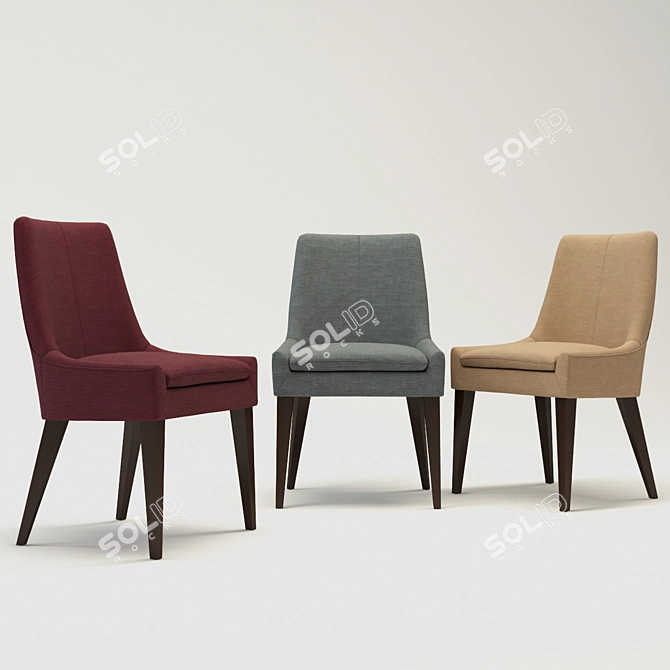 Modern Fabric Dining Chair: 3D Model with Vray Materials 3D model image 2