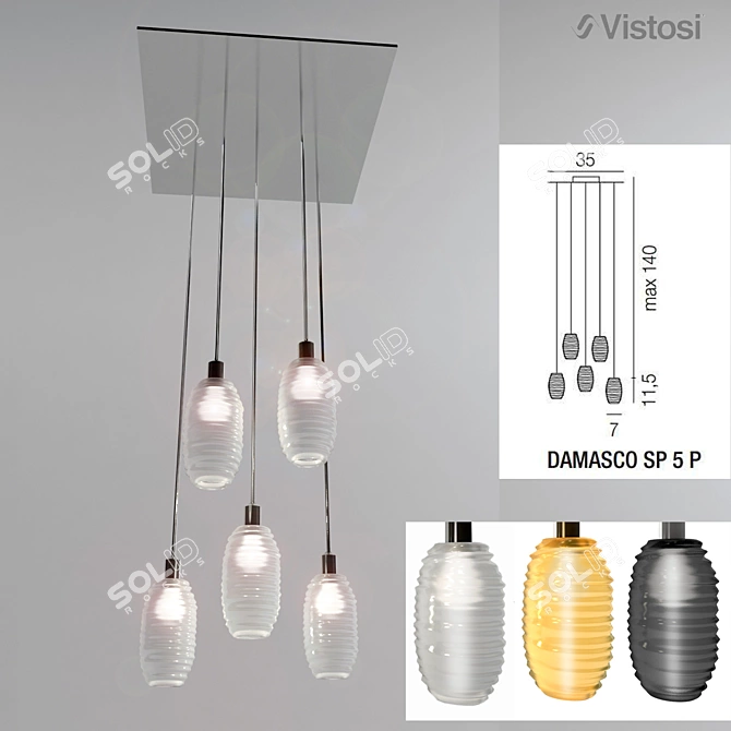 Damasco SP 5 P: Elegant Glass Lighting 3D model image 1