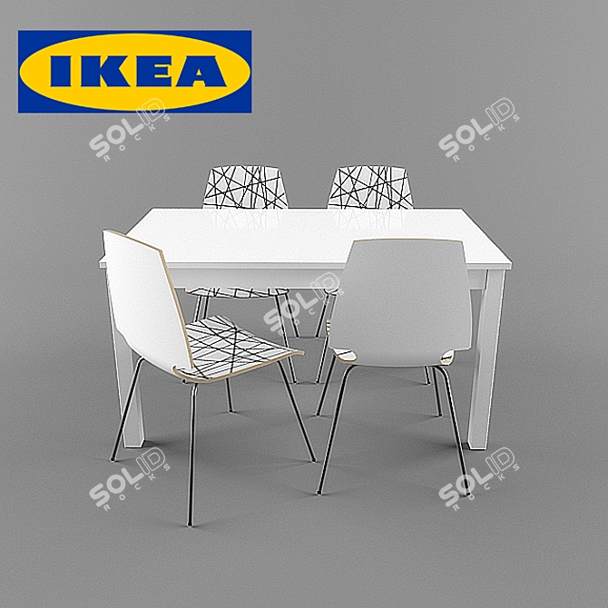 BYURSTA / Wilmar Dining Set 3D model image 2