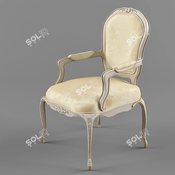Elegant Louis Style Armchair 3D model image 1