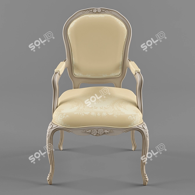 Elegant Louis Style Armchair 3D model image 2