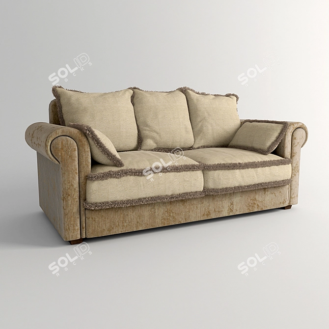 Elegant Beige Sofa: Timeless Comfort 3D model image 1