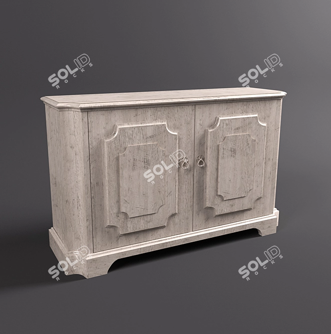 Classic Two-Door Dresser with Adjustable Shelves and Drawers 3D model image 1
