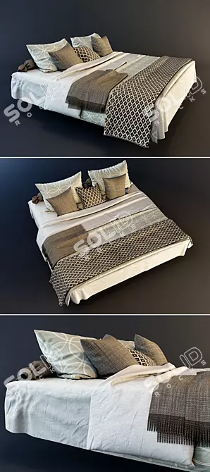 Luxury King Size Bedclothes Set 3D model image 1