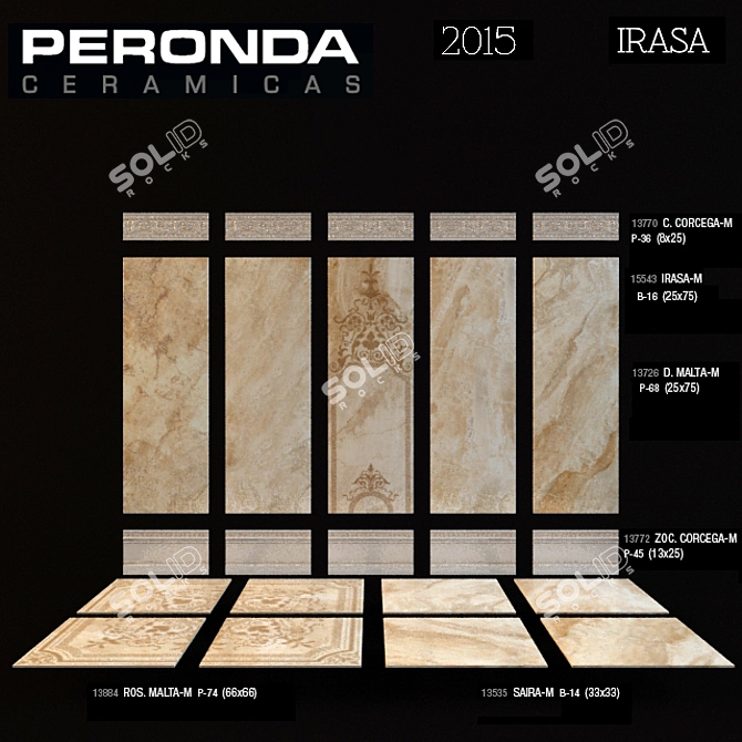 Sleek Peronda IRASA Tiles 3D model image 1