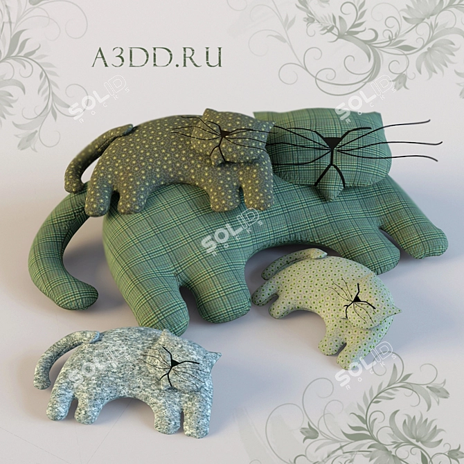 Textured Fabric Sleeping Cats Kit 3D model image 1