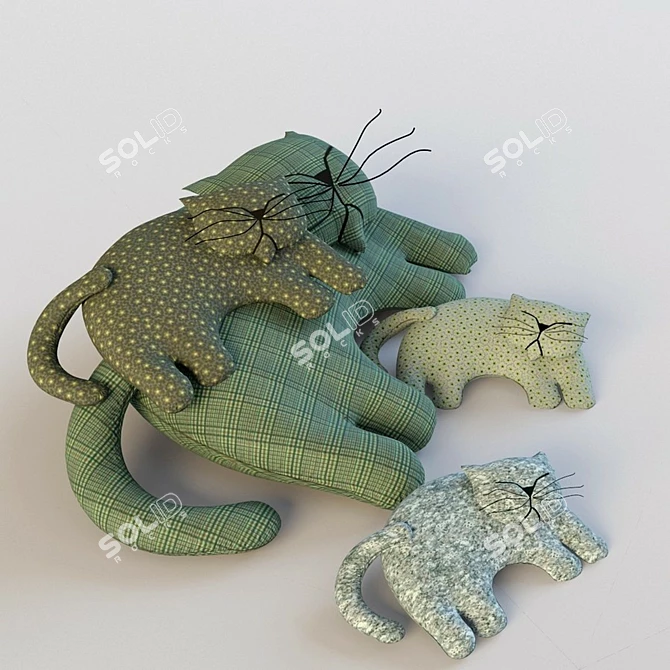 Textured Fabric Sleeping Cats Kit 3D model image 2