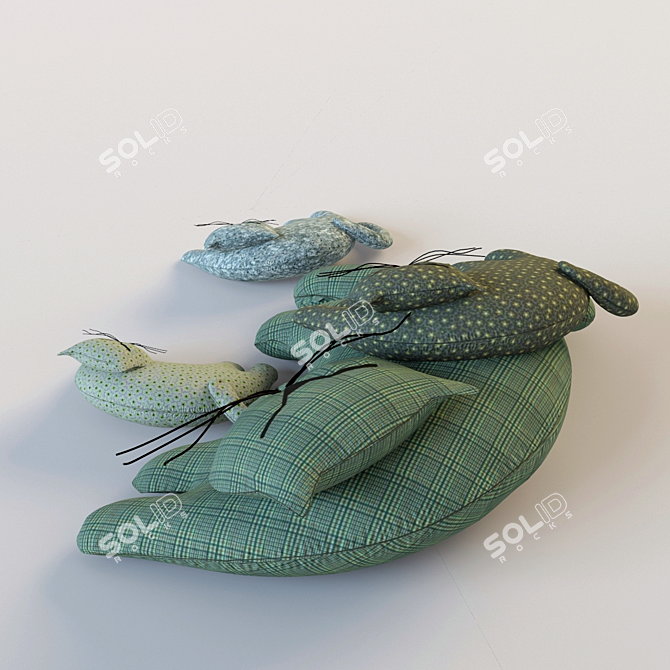 Textured Fabric Sleeping Cats Kit 3D model image 3