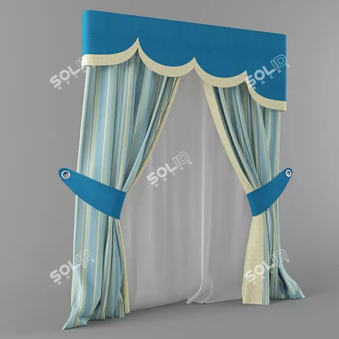 Lambrekined Curtains for Baby Room 3D model image 1