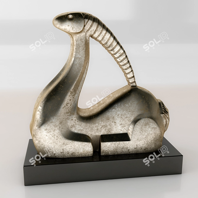 Elegant Ram Figurine with Textures 3D model image 1