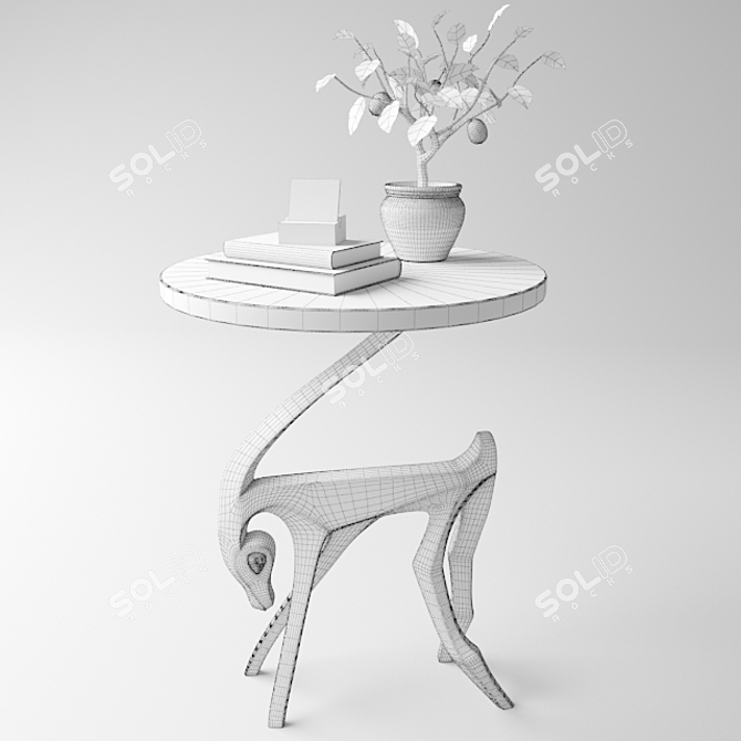 Elegant Gazelle Side Table 3D model image 2