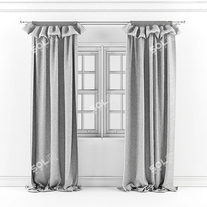 Modern Draped Curtains 3D model image 2