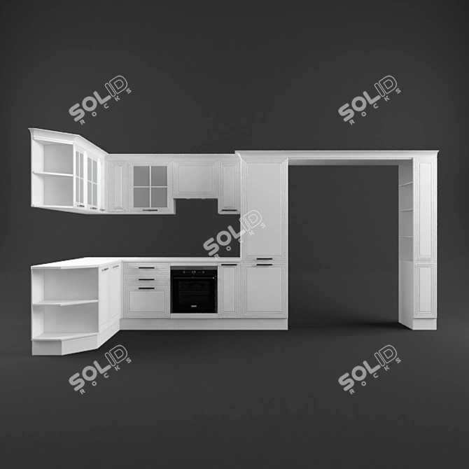 Stylish Sergio Kitchen 3D model image 1