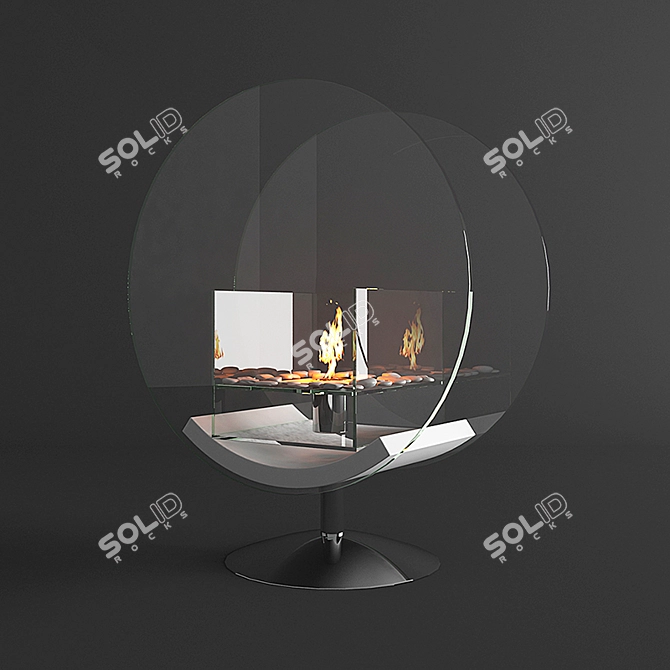 Art Flame Circle Bio Fireplace 3D model image 1