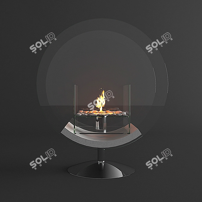 Art Flame Circle Bio Fireplace 3D model image 2