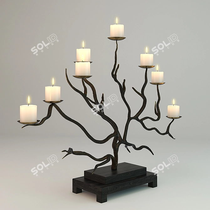 Bronze Twig Candelabra: Distressed Beauty. 3D model image 1