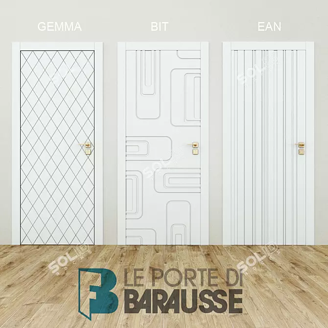 Elegant Wood Doors Barausse 3D model image 1